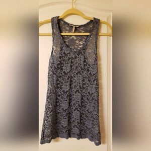 Sheer tank top. Blue-gray in color. Size M.